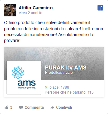 Ottimo prodotto che risolve definitivamente il problema delle incrostazioni da calcare! Inoltre non necessita di manutenzione! Assolutamente da provare! Pubblicato da Attilio Cammino su Lunedì 8 maggio 2017